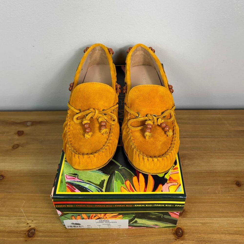 New Farm Rio Brown Tassel Suede Moccasin in Ocher Women's Size 7 - Picture 3 of 11